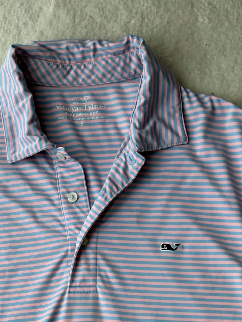 Vineyard Vines Lavender and Light Blue Striped Performance Polo